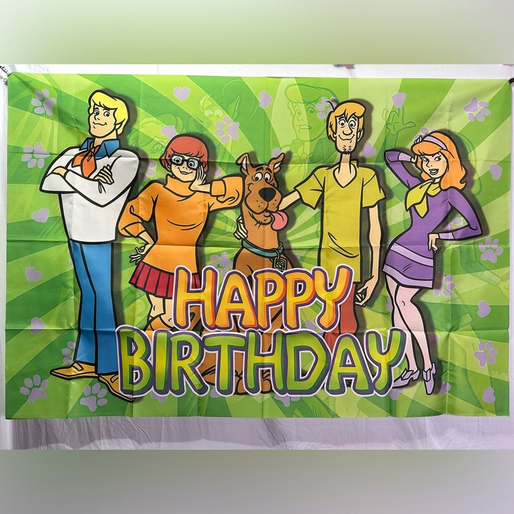 Scooby Doo Happy Birthday Backdrop Banner 5x3Ft.